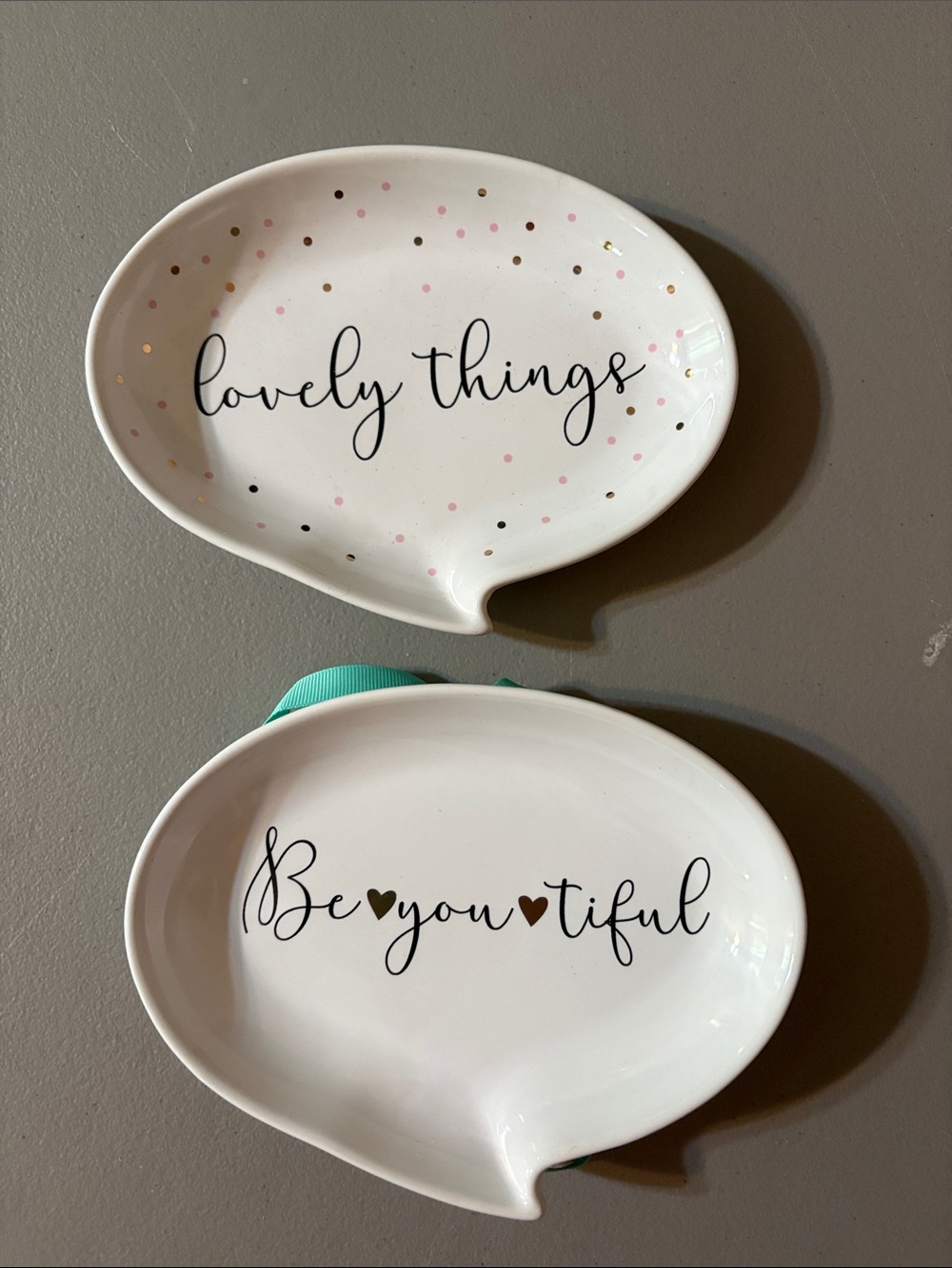 White Decorative Trinket Dish - 'Lovely Things' and 'Be You Tiful'